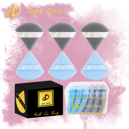 Puszek do pudru 6szt. niebieski szary