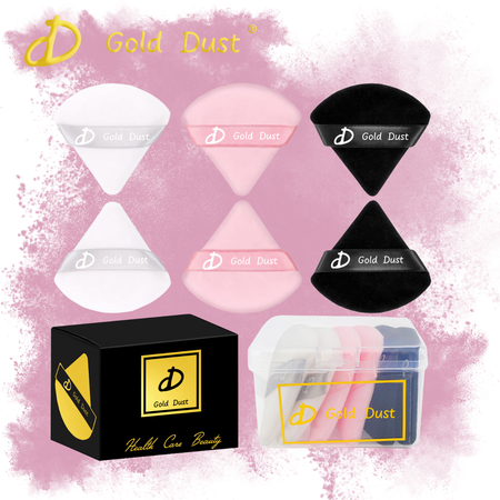 Puszek do pudru 6szt. czarny biały jasny róż