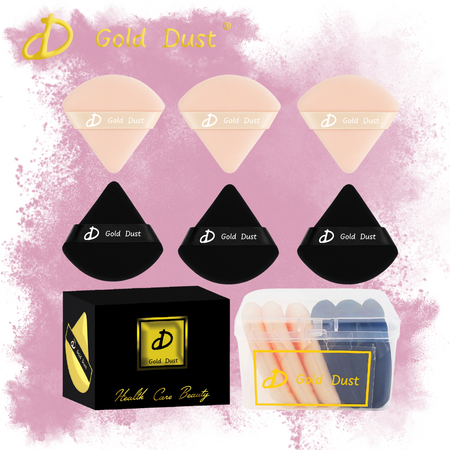 Puszek do pudru 6szt. czarny beżowy