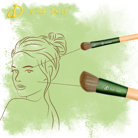 Pędzle do makijażu zielone 11w1