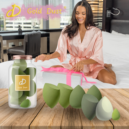 Gąbki do makijażu 7w1 zestaw zielony