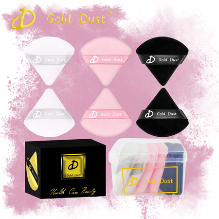 Puszek do pudru 6szt. czarny biały jasny róż