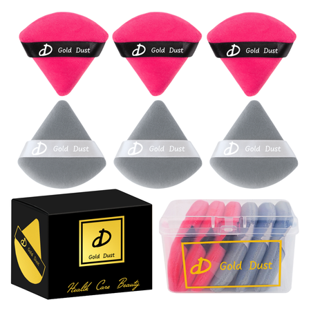 Puszek do pudru 6szt. ciemny róż szary