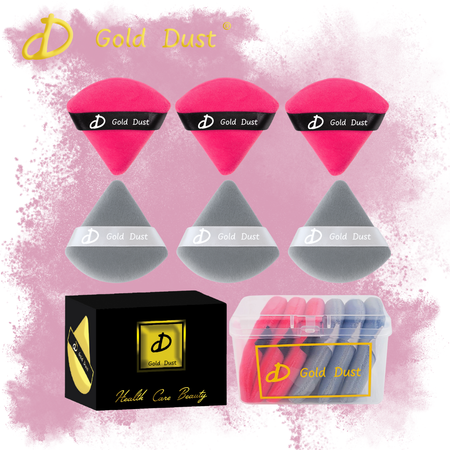 Puszek do pudru 6szt. ciemny róż szary