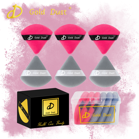 Puszek do pudru 6szt. ciemny róż szary