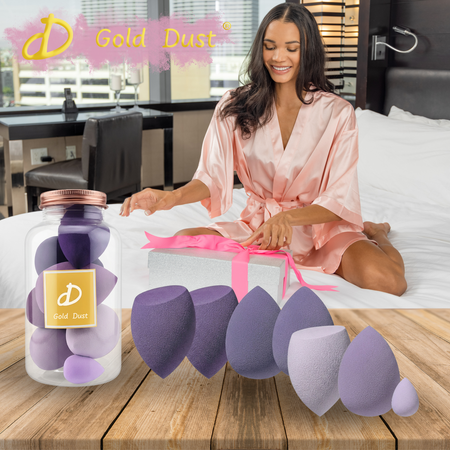 Gąbki do makijażu 7w1 zestaw fioletowy