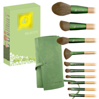 Pędzle do makijażu zielone 11w1